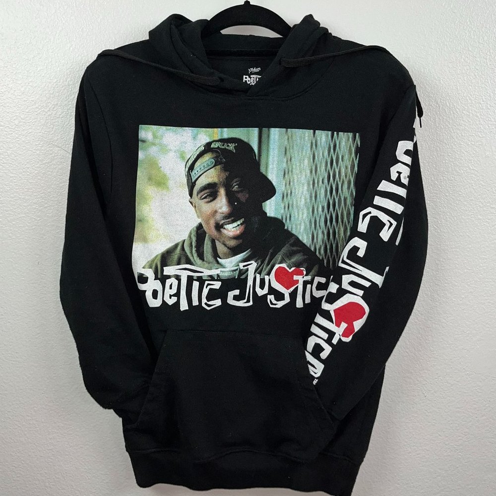POETIC JUSTICE/2-PAC UNISEX Graphic Print Hoodie sized Mens SM